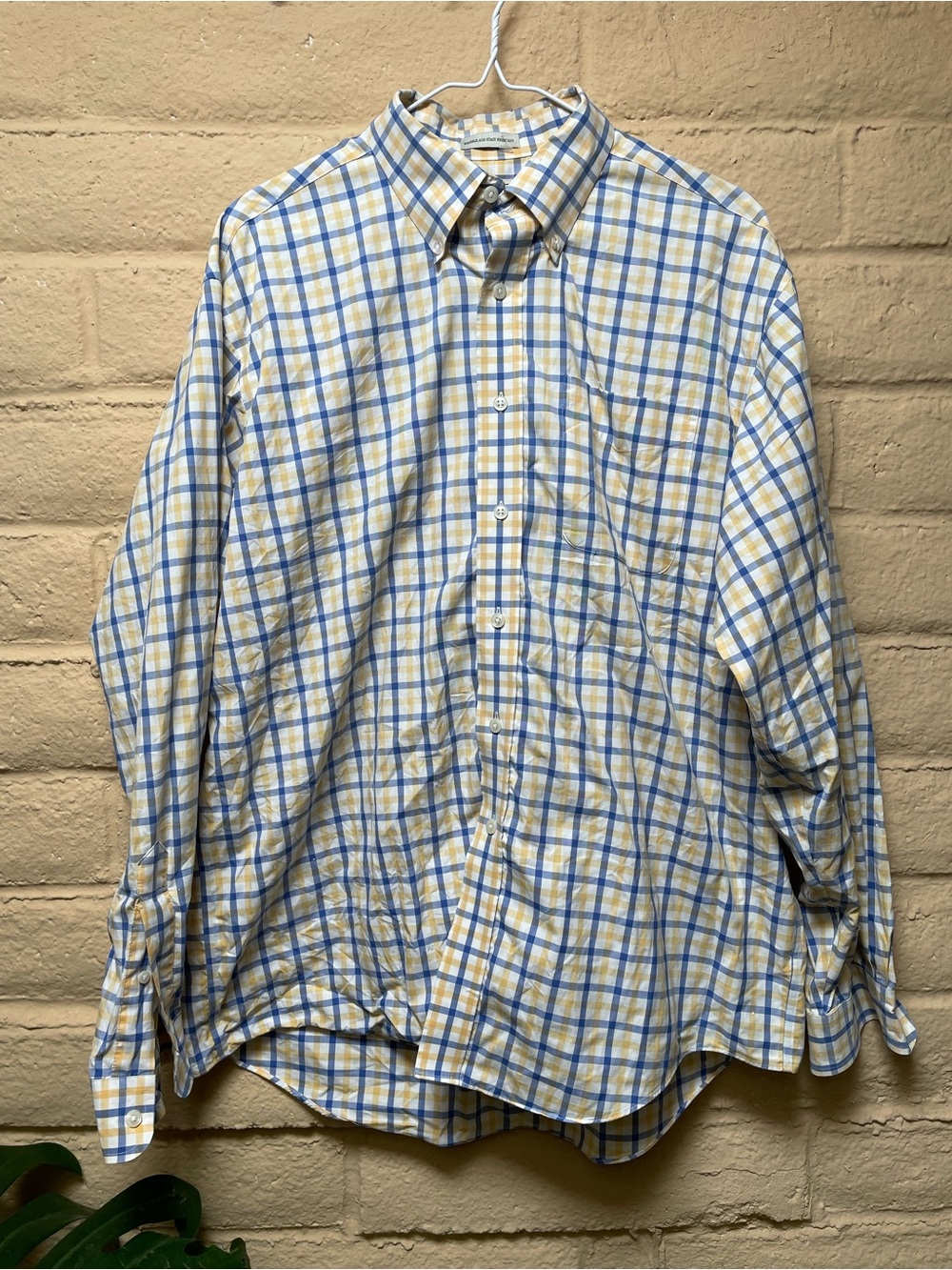 L.L. Bean Blue and Yellow Plaid Button-Down Shirt